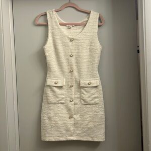 Tweed cream Pearl mini dress